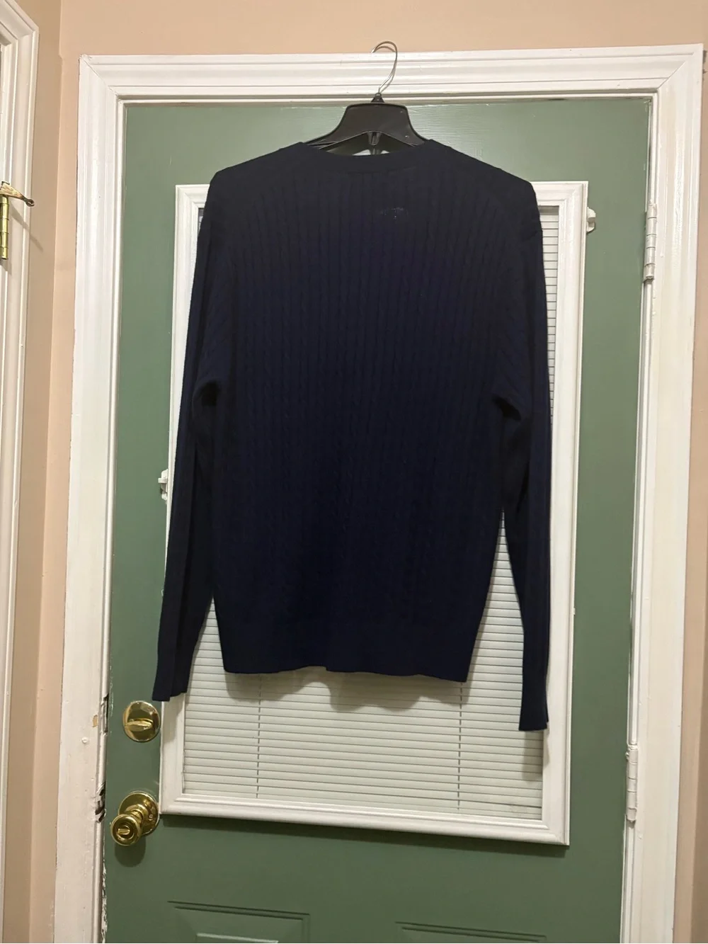 NWT Kallspin Wool Blend Cable Knit Cardigan Large Navy